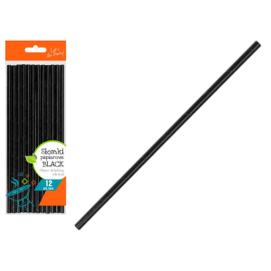 Słomki papierowe BLACK 12 sztuk RAVI